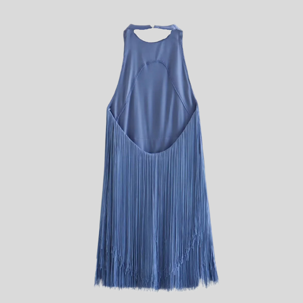 Open-Back Fringe Mini Dress