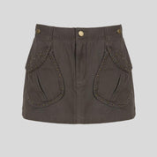 Retro Brown Denim Mini Skirt