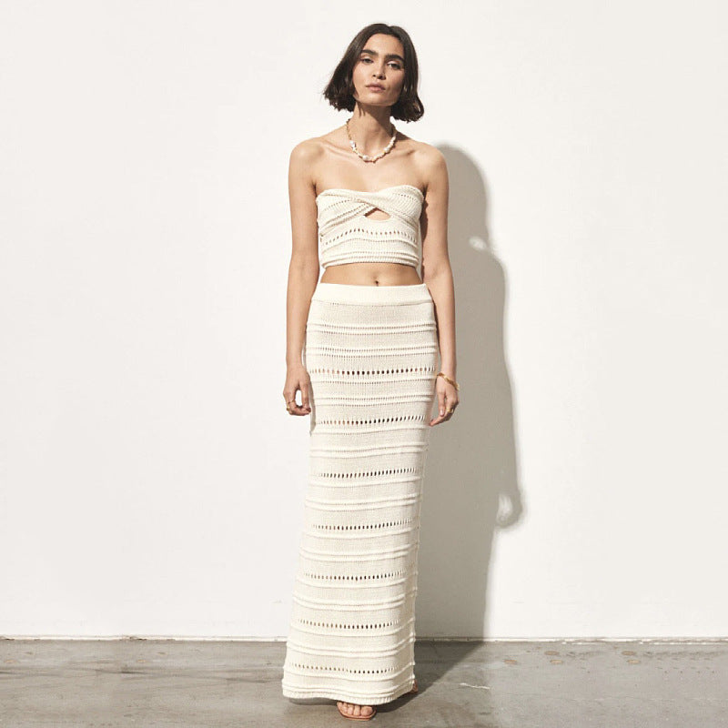 White Crochet Skirt & Top Set