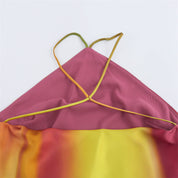 Flowers Multicolor Satin Dress