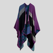 H Color-Embroidered Warm Poncho