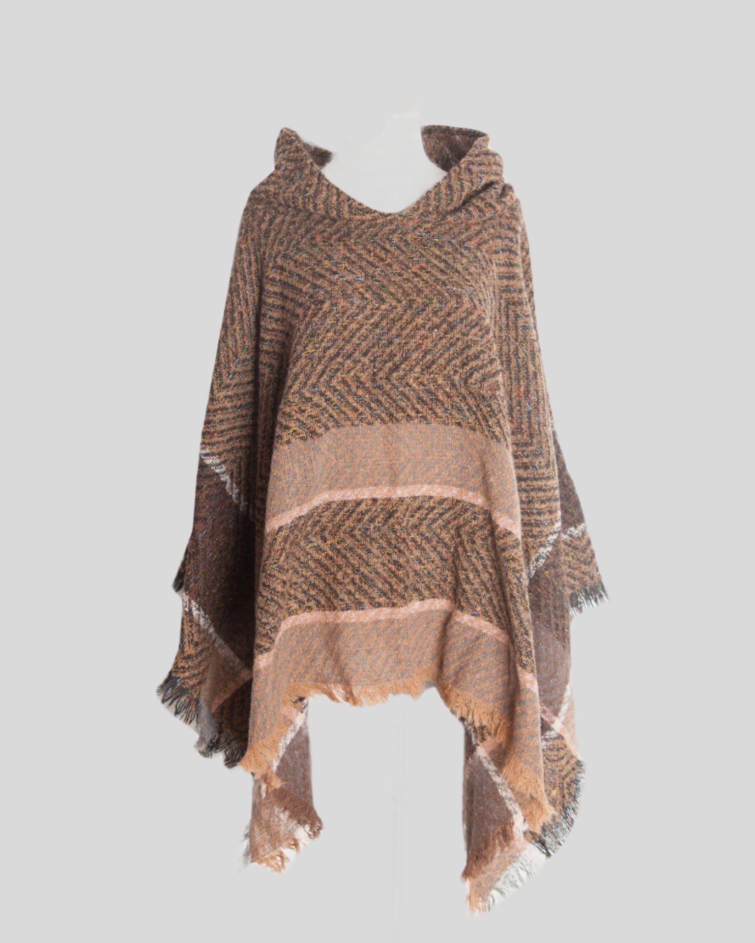 H Multi-Color Hooded Poncho