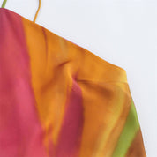 Flowers Multicolor Satin Dress