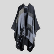 H Color-Embroidered Warm Poncho