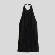 Open-Back Fringe Mini Dress