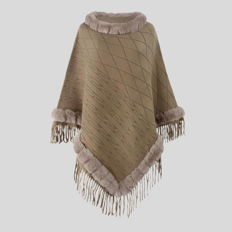 Fur-Trim Poncho