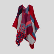H Color-Embroidered Warm Poncho