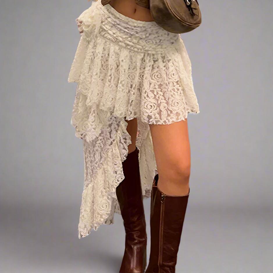 Princess White Lace Tiered Skirt