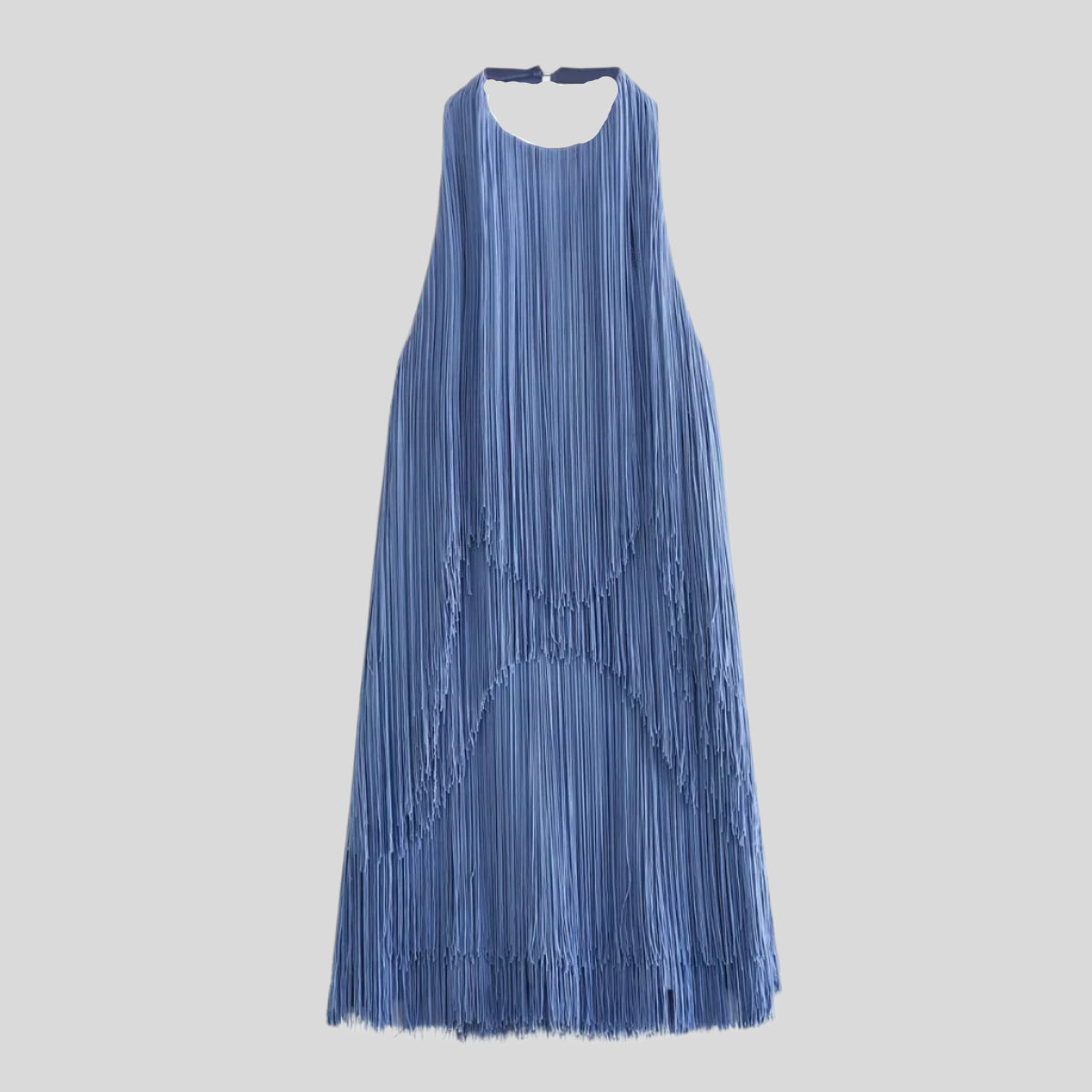 Open-Back Fringe Mini Dress