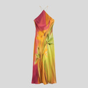 Flowers Multicolor Satin Dress