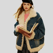 JON Denim Coat with Fur