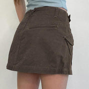 Retro Brown Denim Mini Skirt