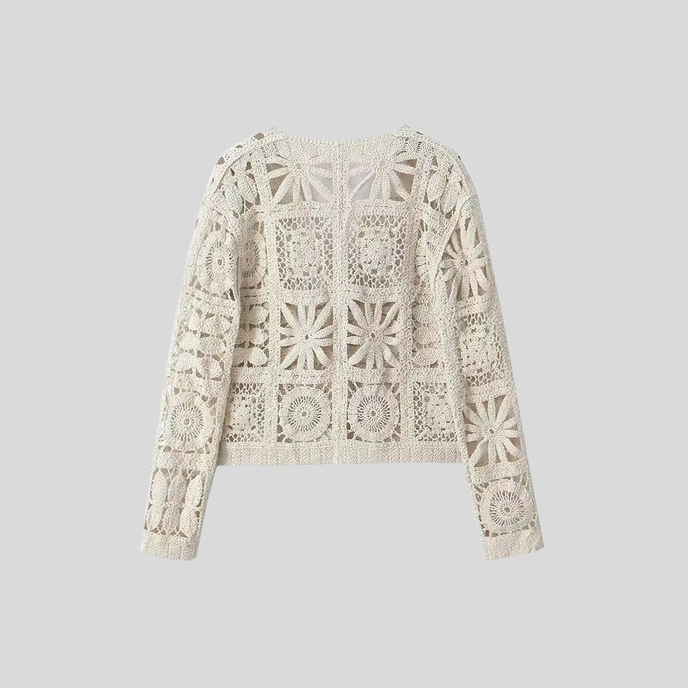 White Woven Floral Lace Set