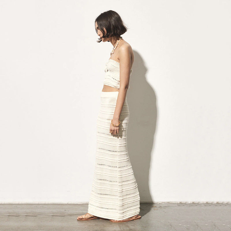 White Crochet Skirt & Top Set
