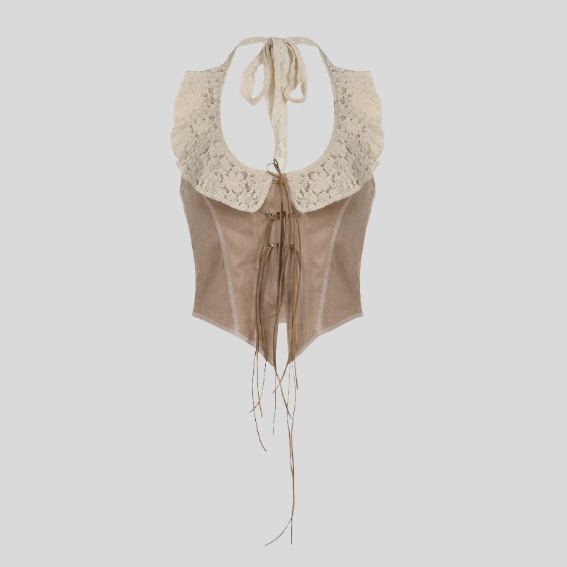 Rustic Lace Tie Blouse