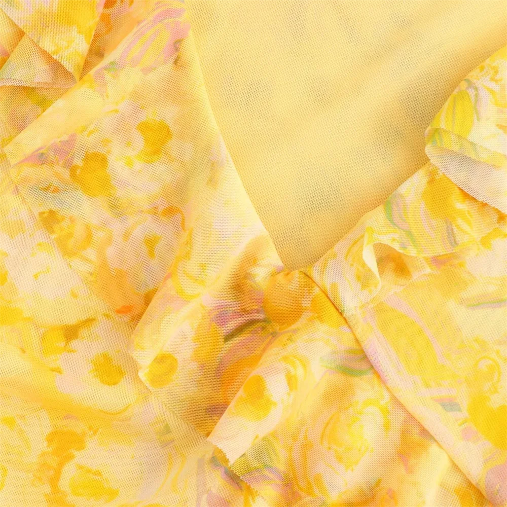 Yellow Fringe Mini Dress U