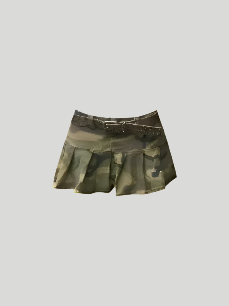 Jim Army-Green Mini Skirt