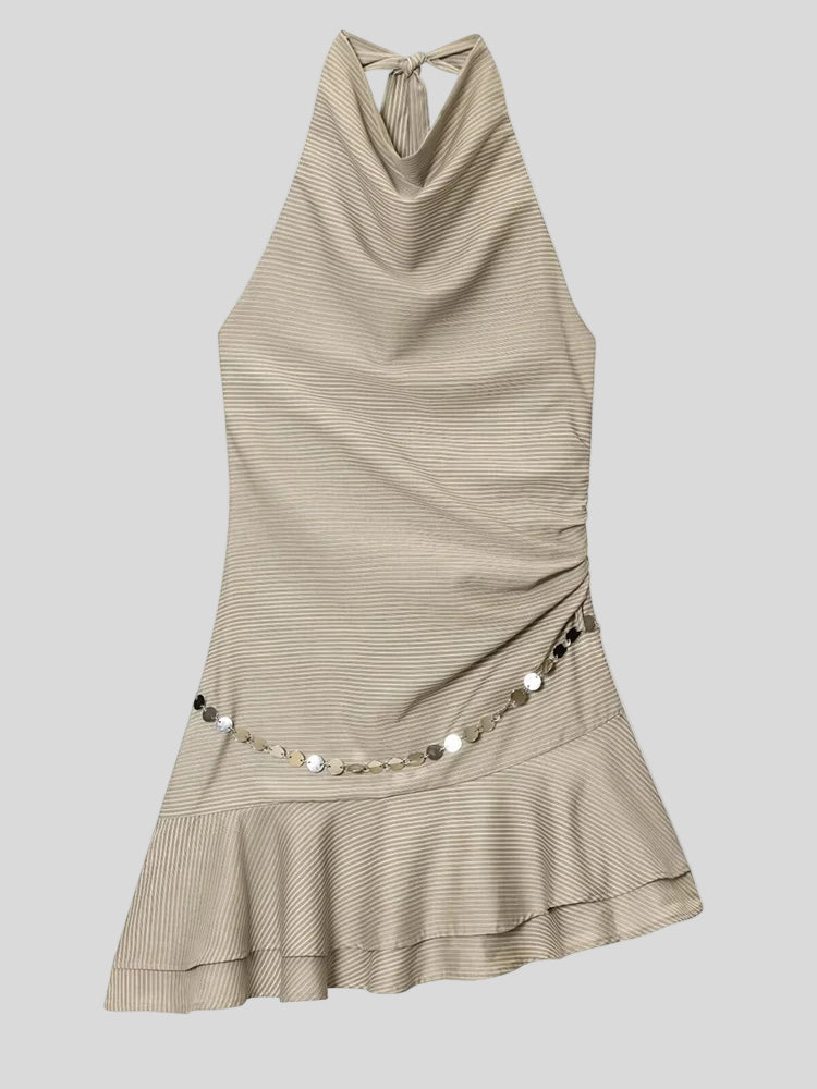 Fringed Mini Dress with Chain