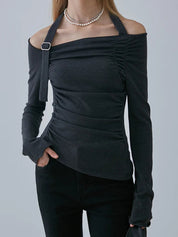 IO Cotton Off-Shoulder Long-Sleeve Shirt