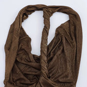 SIP Brown Halter Evening Dress
