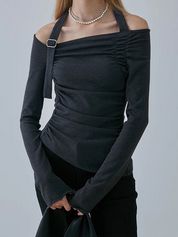 IO Cotton Off-Shoulder Long-Sleeve Shirt