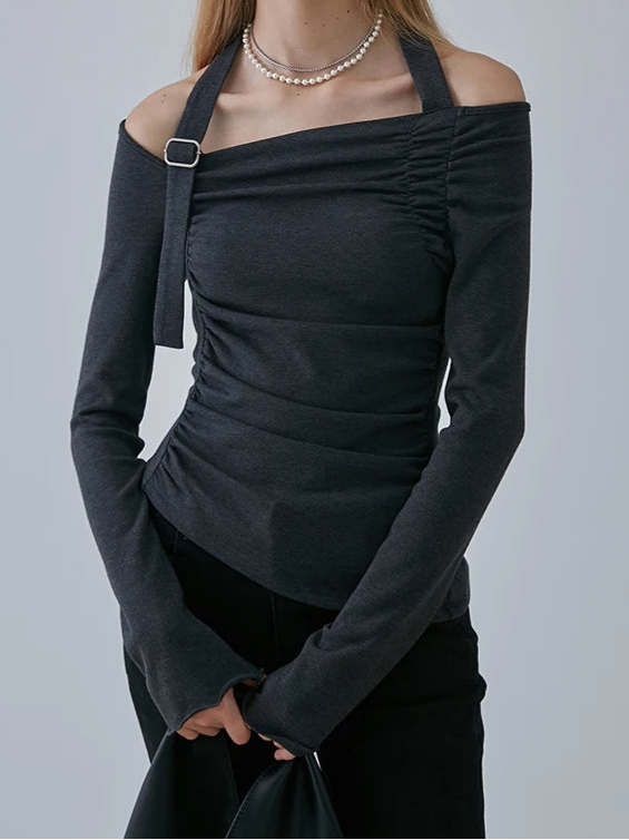 IO Cotton Off-Shoulder Long-Sleeve Shirt