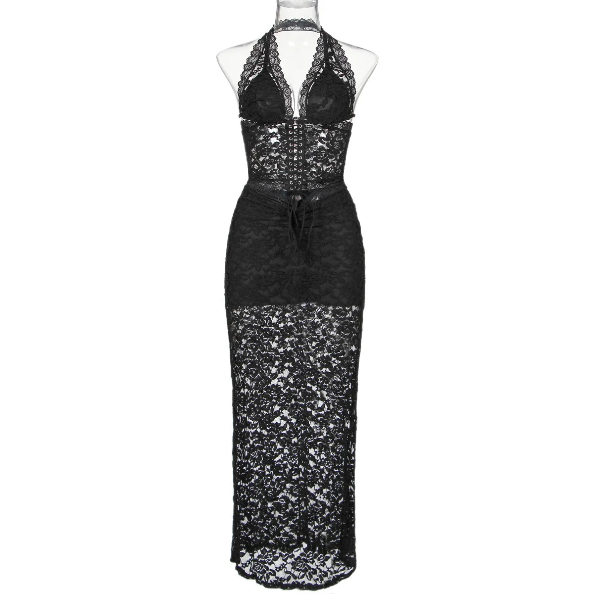 Nom Black Lace Skirt & Tank Set