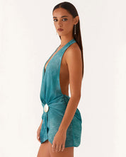 Tie-Dye Halter Mini Dress – Backless & Bold