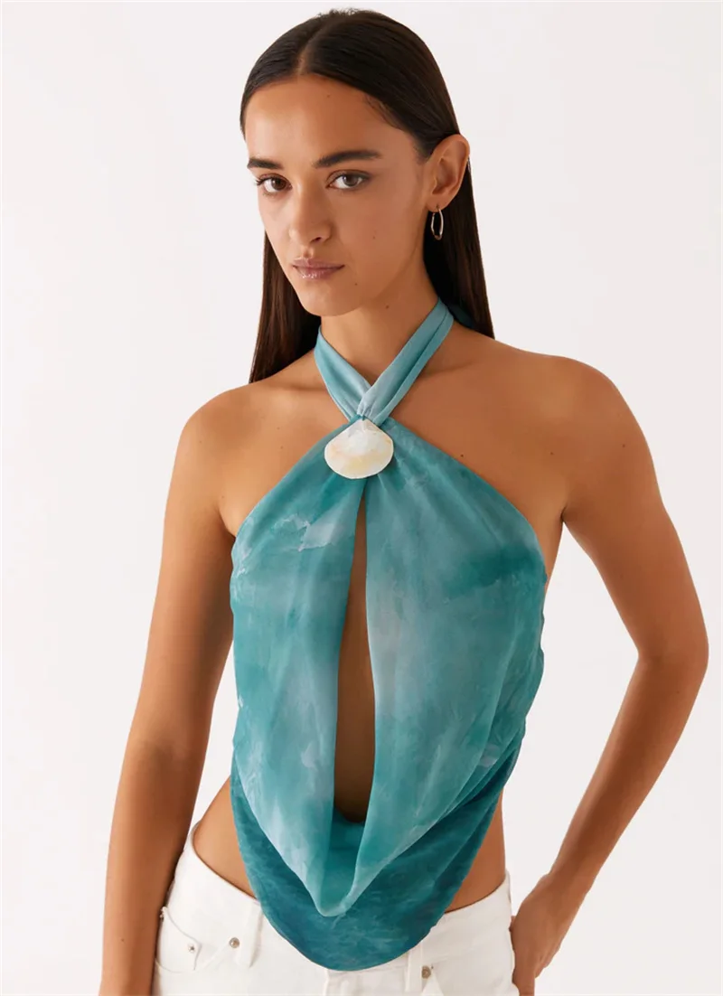 Tie-Dye Halter Mini Dress – Backless & Bold