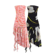 SP Floral Satin Backless Dress