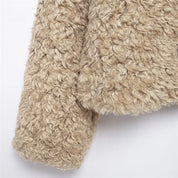 JO Elegant Short Fur Coat with Buckle