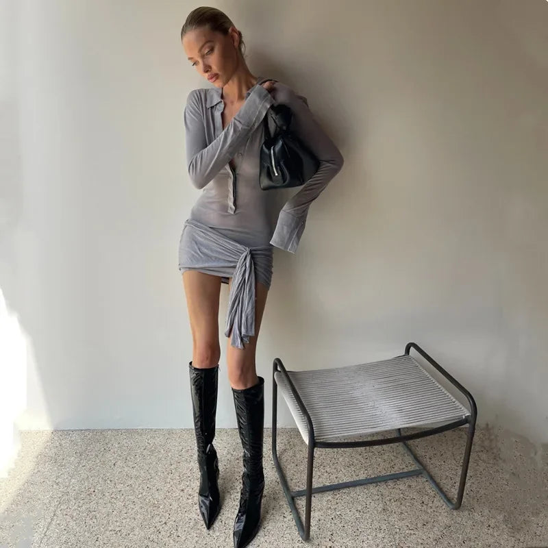 Nom Fitted Button Mini Dress