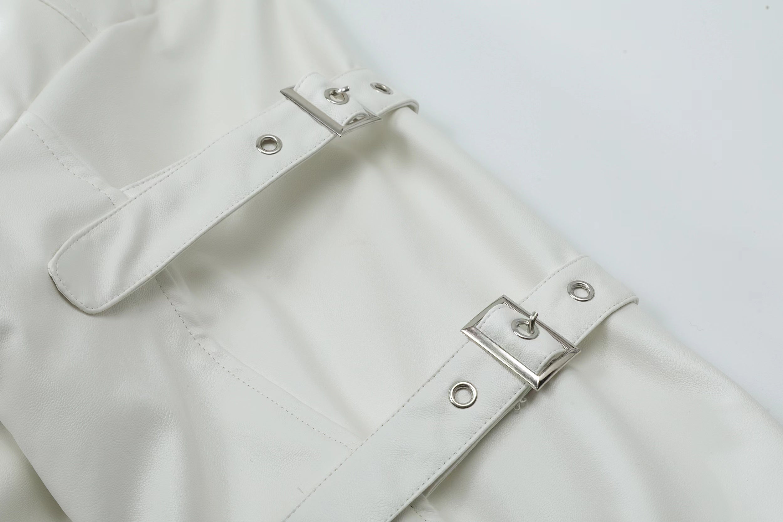 SPP Black-White Strap Leather Jacket