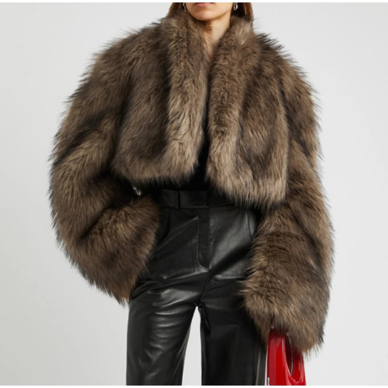 JOOM Cropped Fur Coat