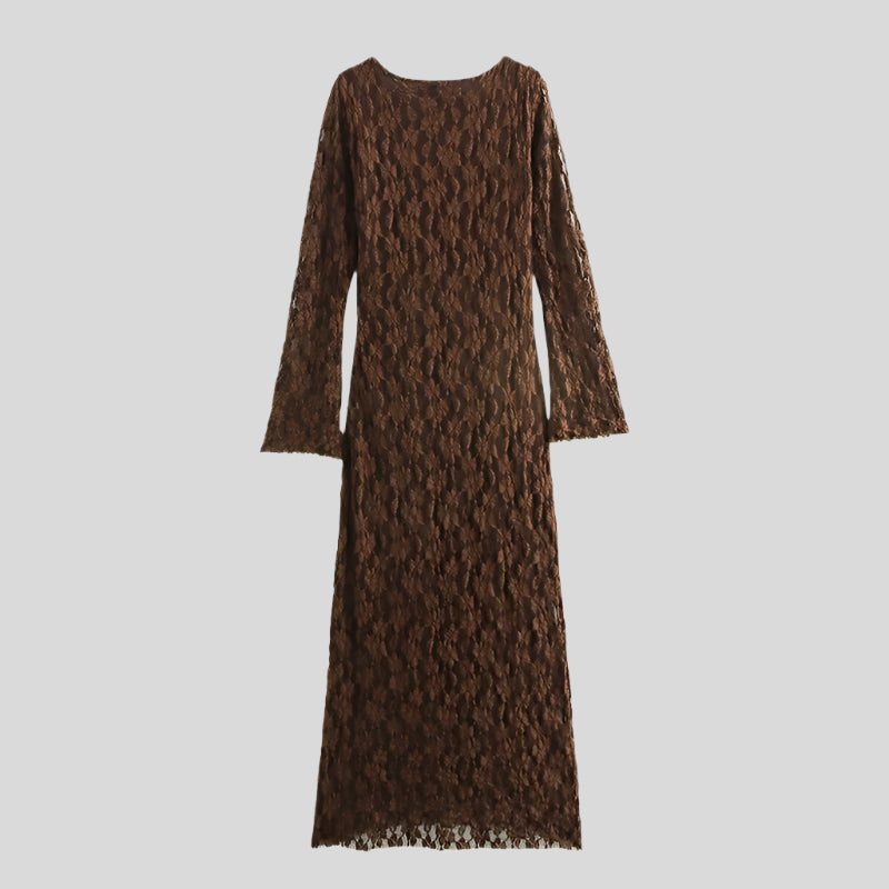 KI Brown Long-Sleeve Dress