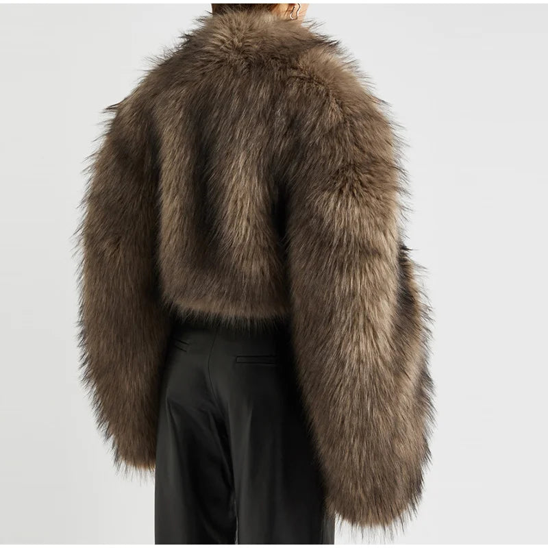 JOOM Cropped Fur Coat