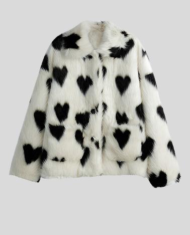 White Fur Heart Coat