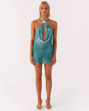 Tie-Dye Halter Mini Dress – Backless & Bold