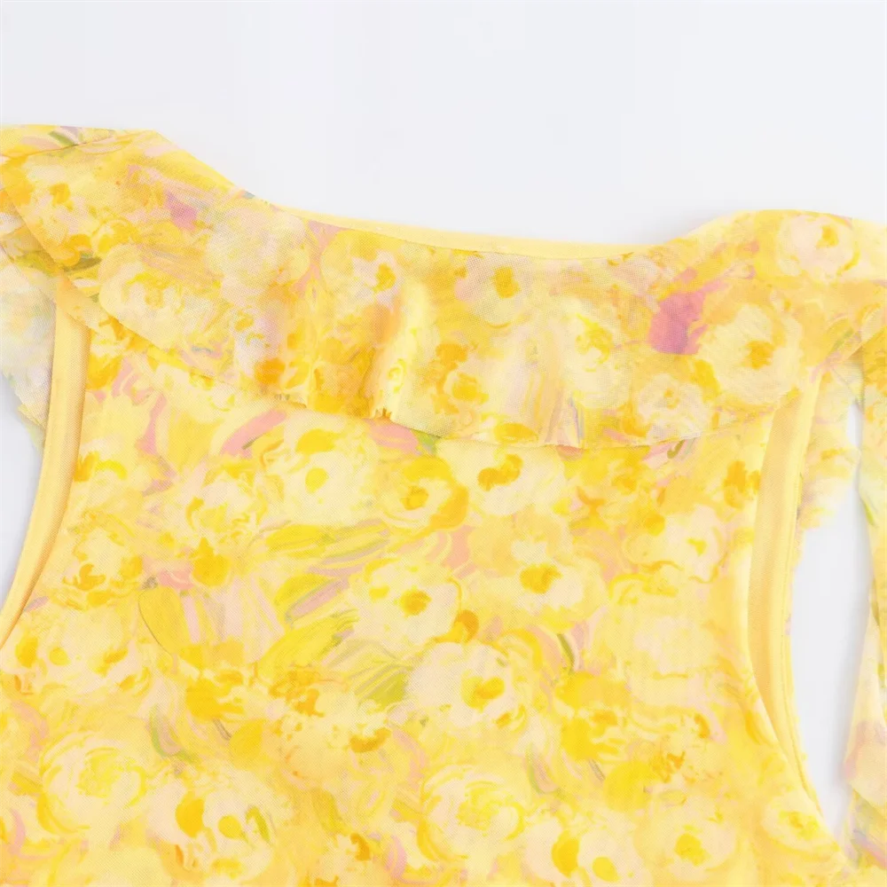 Yellow Fringe Mini Dress U