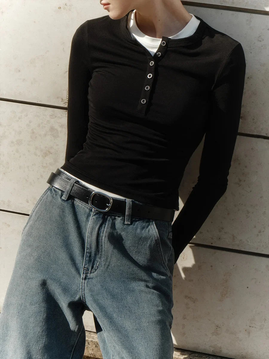 H Button Long-Sleeve Basic