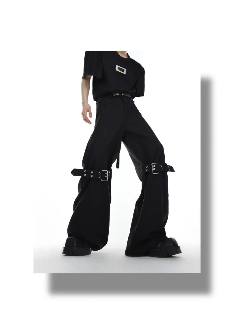 HIP HOP Wide Decorative Metal Pants