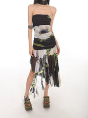 SP Floral Satin Backless Dress