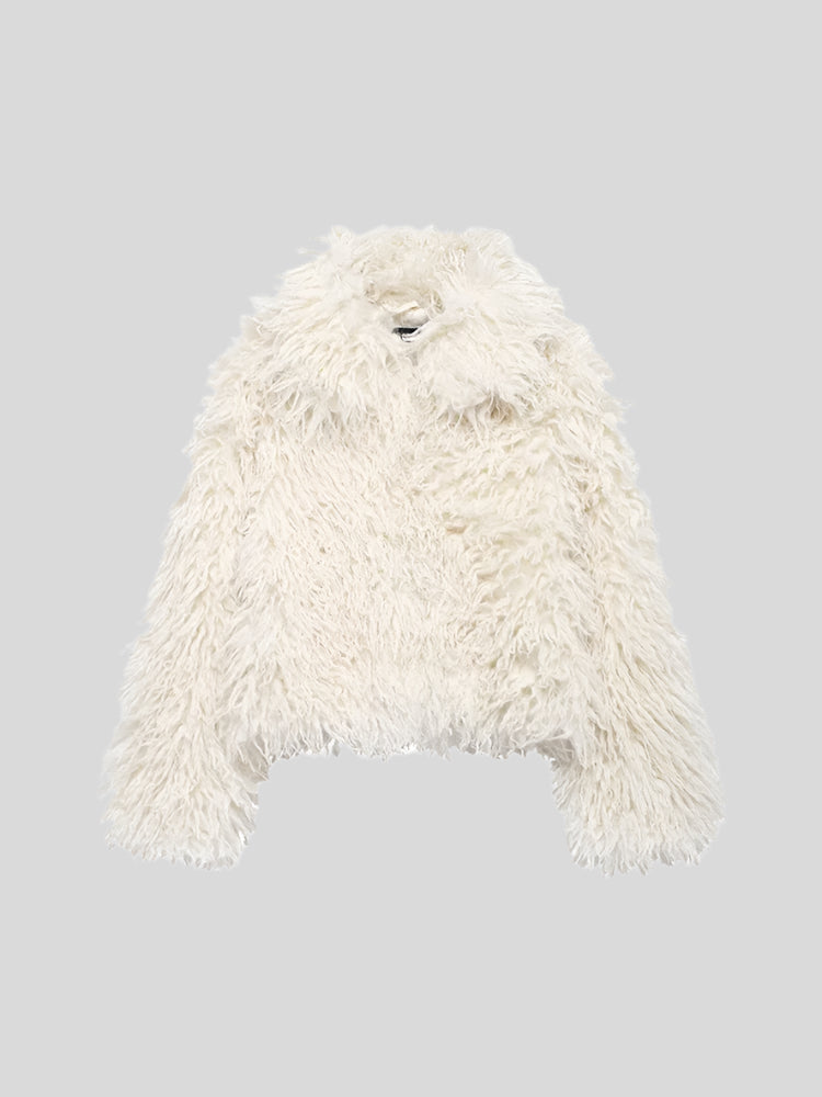 JUL Short White Fur Coat