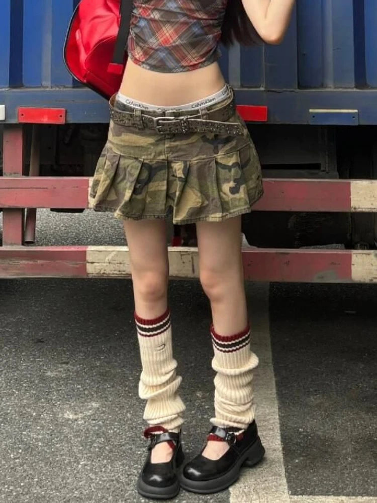 Jim Army-Green Mini Skirt