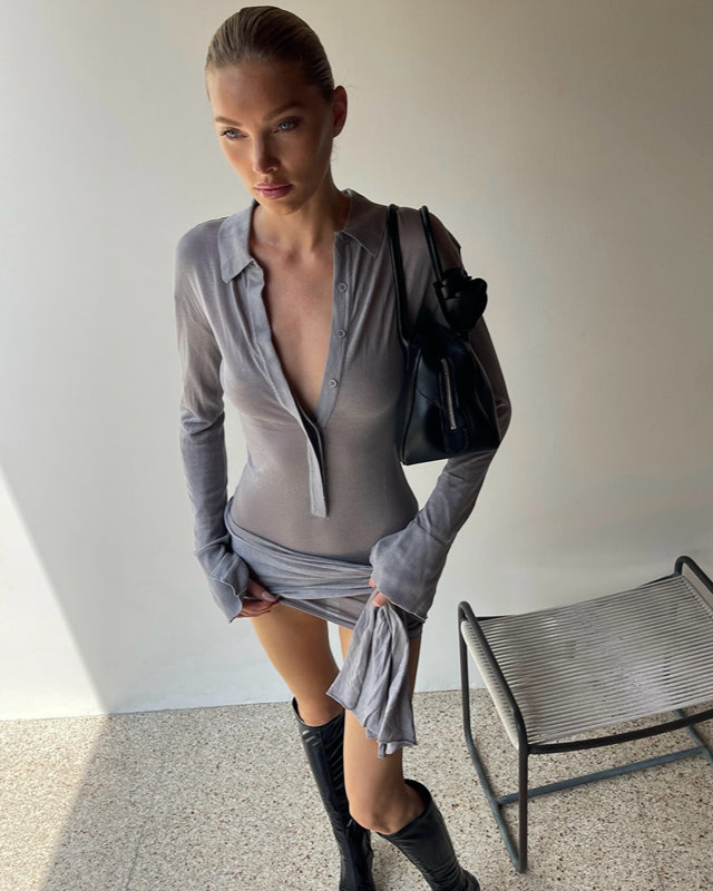 Nom Fitted Button Mini Dress