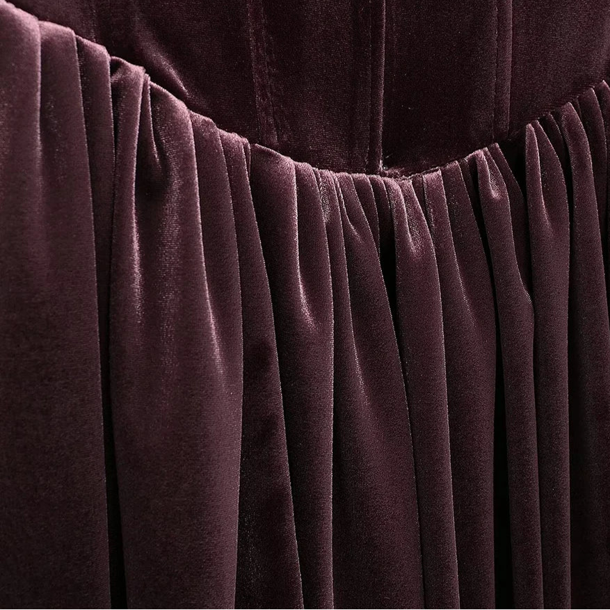 U Burgundy Velvet Mini Dress
