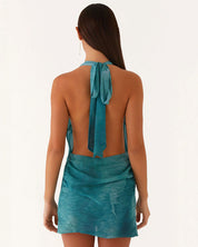 Tie-Dye Halter Mini Dress – Backless & Bold