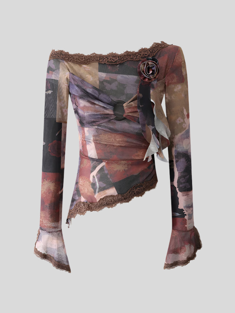 FLY Off-Shoulder Long-Sleeve Top