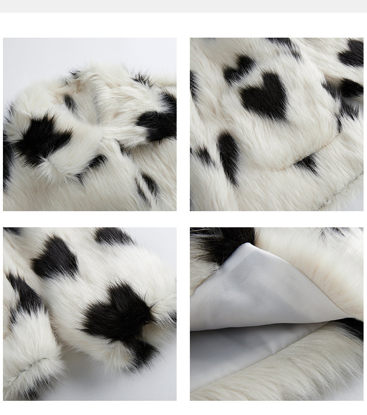 White Fur Heart Coat