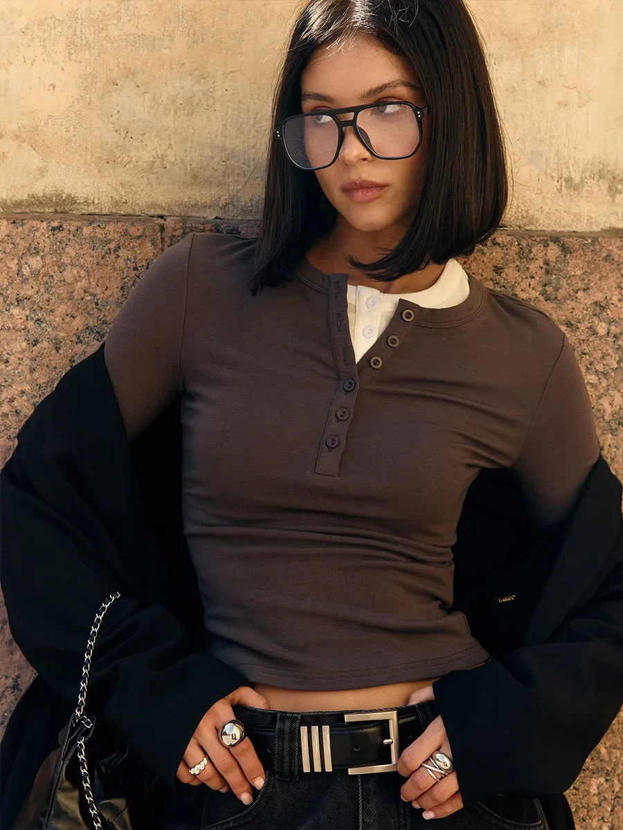 H Button Long-Sleeve Basic